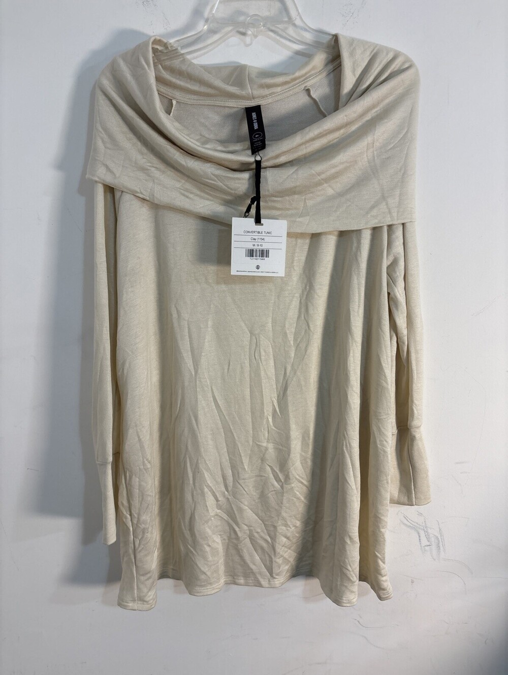 Agnes & Dora Cowl Neck Top Size Medium Beige Sand Long Sleeve Solid Soft NWT